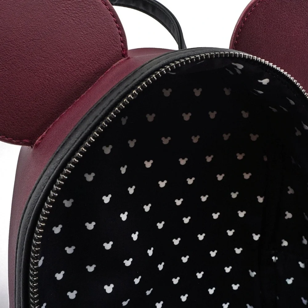 LOUNGEFLY Disney Minnie Mouse Quilted Velvet Bow Mini Backpack